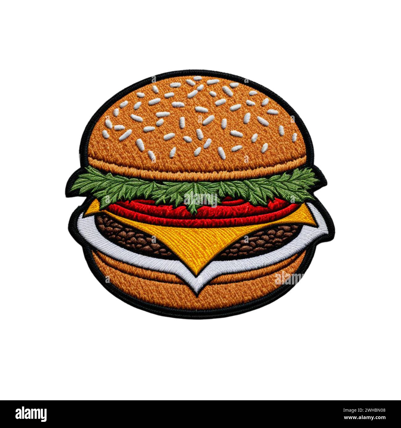 écusson brodé avec logo hamburger sur un fond transparent isolé Banque D'Images