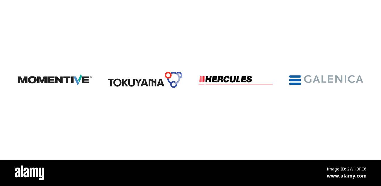 Tokuyama Corporation, Galenica, HERCULES, Momentive performance Materials L. illustration vectorielle, logo éditorial. Illustration de Vecteur