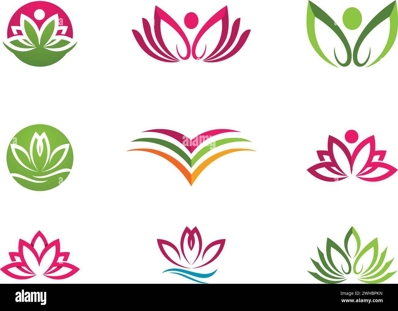 Vecteur de beauté des fleurs de lotus design logo icône Modèle Illustration de Vecteur