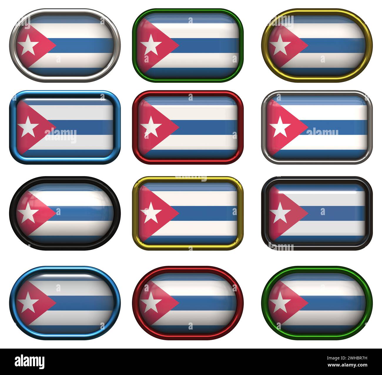 Douze boutons du drapeau de Cuba Banque D'Images
