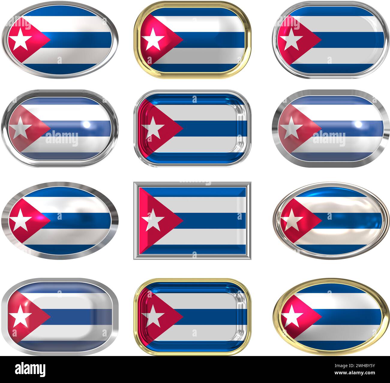 Douze boutons du drapeau de Cuba Banque D'Images