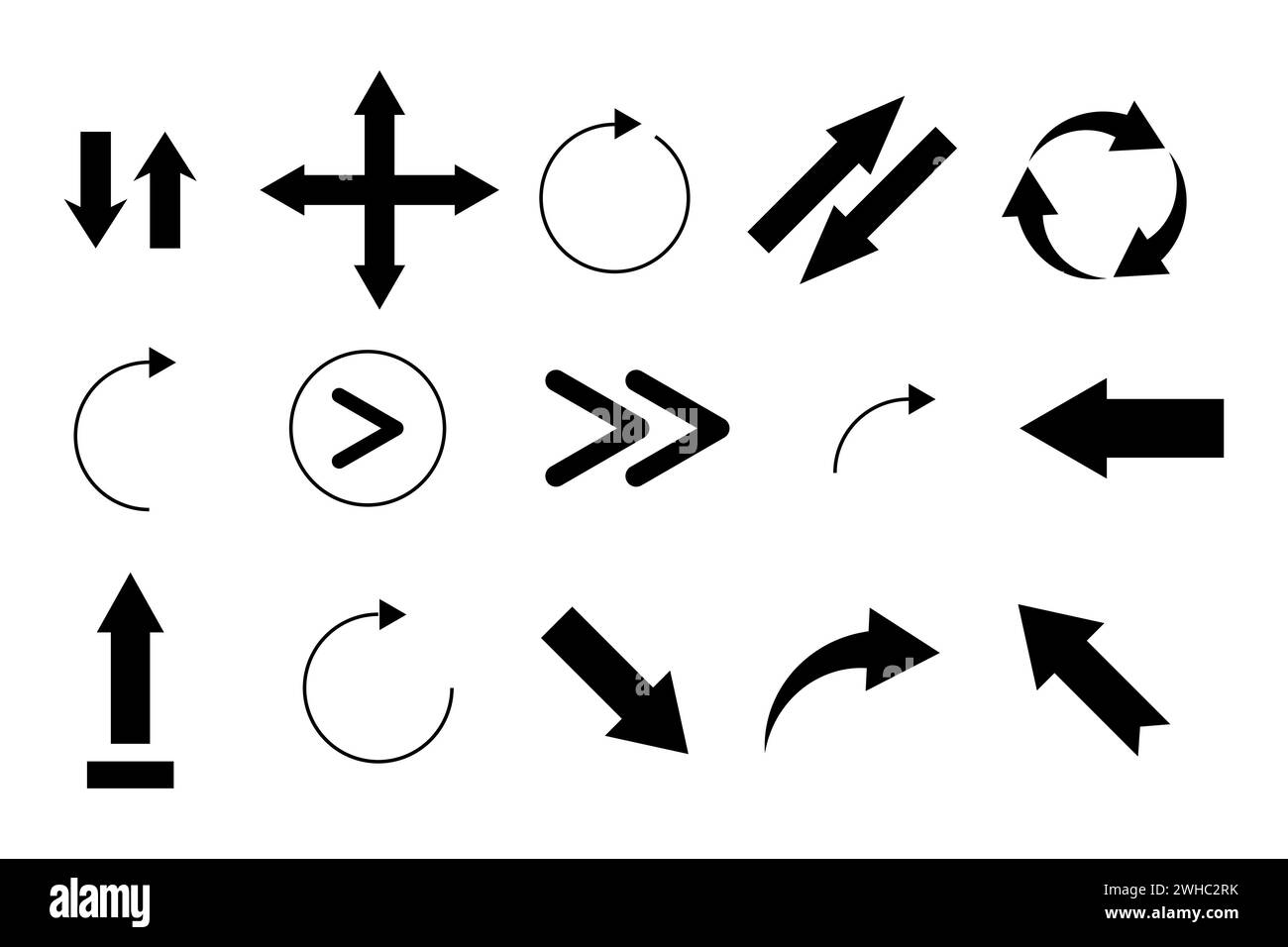 Ensemble de flèches de ligne, directions. Illustration vectorielle. SPE 10. Image de stock. Illustration de Vecteur