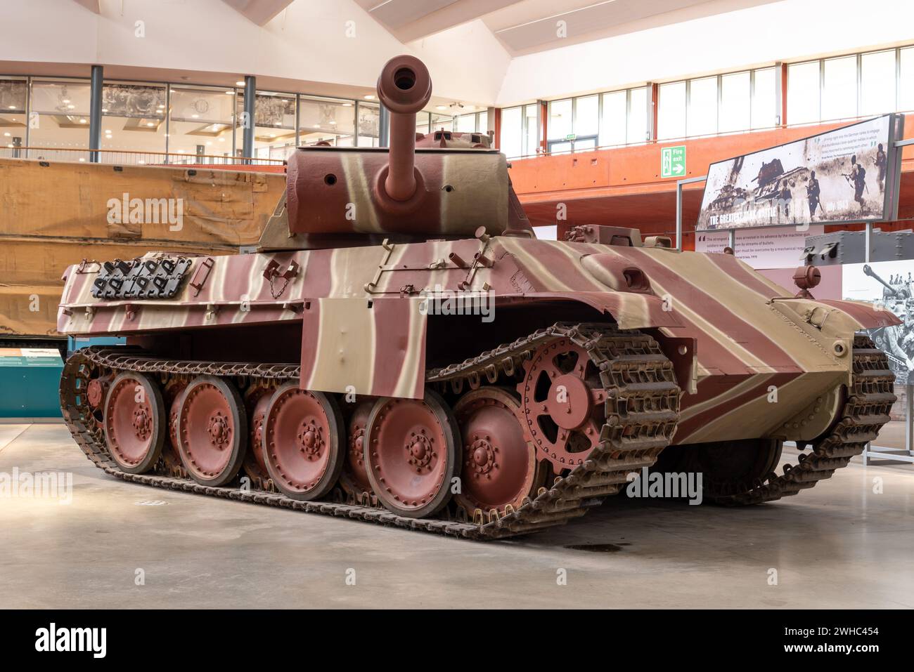 Char Panther allemand de la seconde Guerre mondiale exposé au musée des chars de Bovington. Janvier 2024. Banque D'Images
