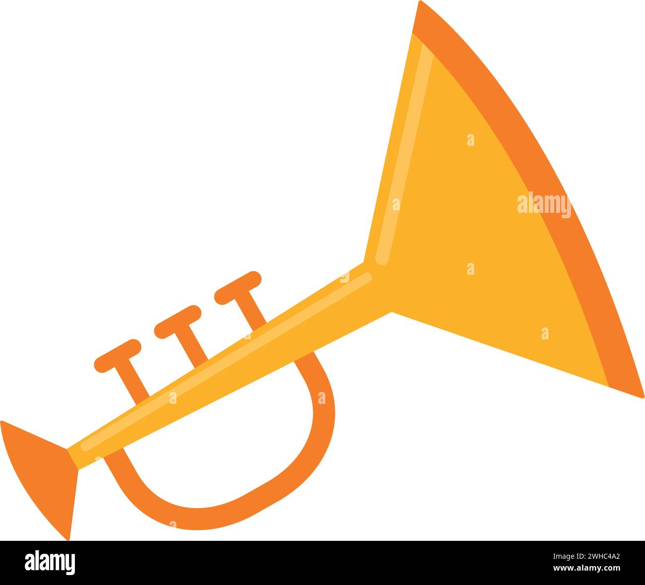Instrument de musique trompette de couleur isolée icône Vector Illustration de Vecteur