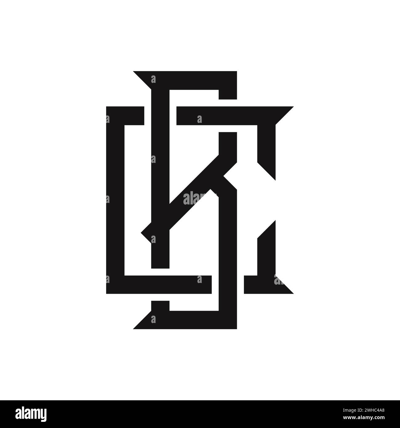 Logo monogramme de lettres noires B et C entrelacées dans le style gothique, sur fond blanc Illustration de Vecteur