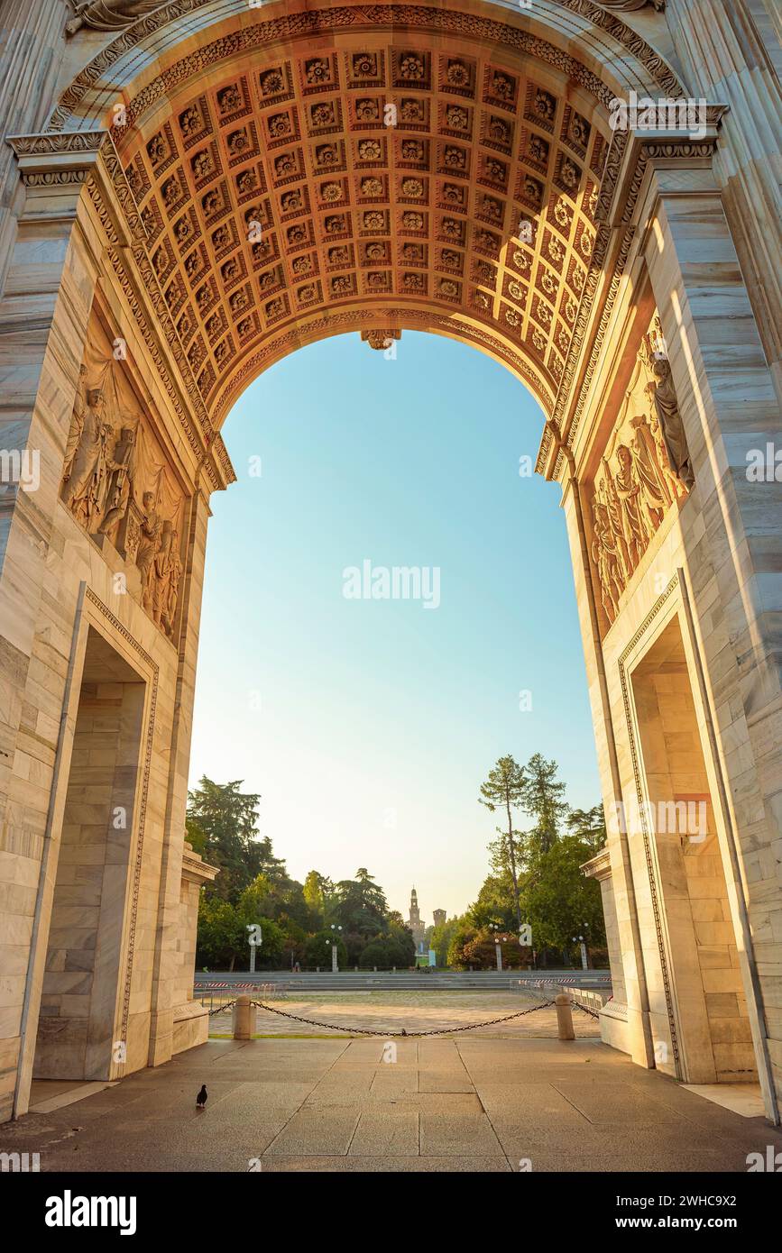 Arc de paix dans le parc sempione, Milan, lombardie, Italie Banque D'Images