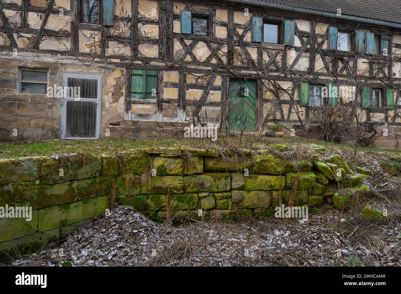 Ancienne ferme franconienne, Oedenberg, moyenne Franconie, Bavière, Allemagne Banque D'Images