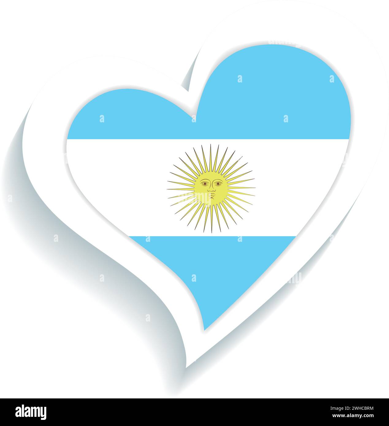 Forme de coeur isolé avec le drapeau de l'Argentine Vector Illustration de Vecteur