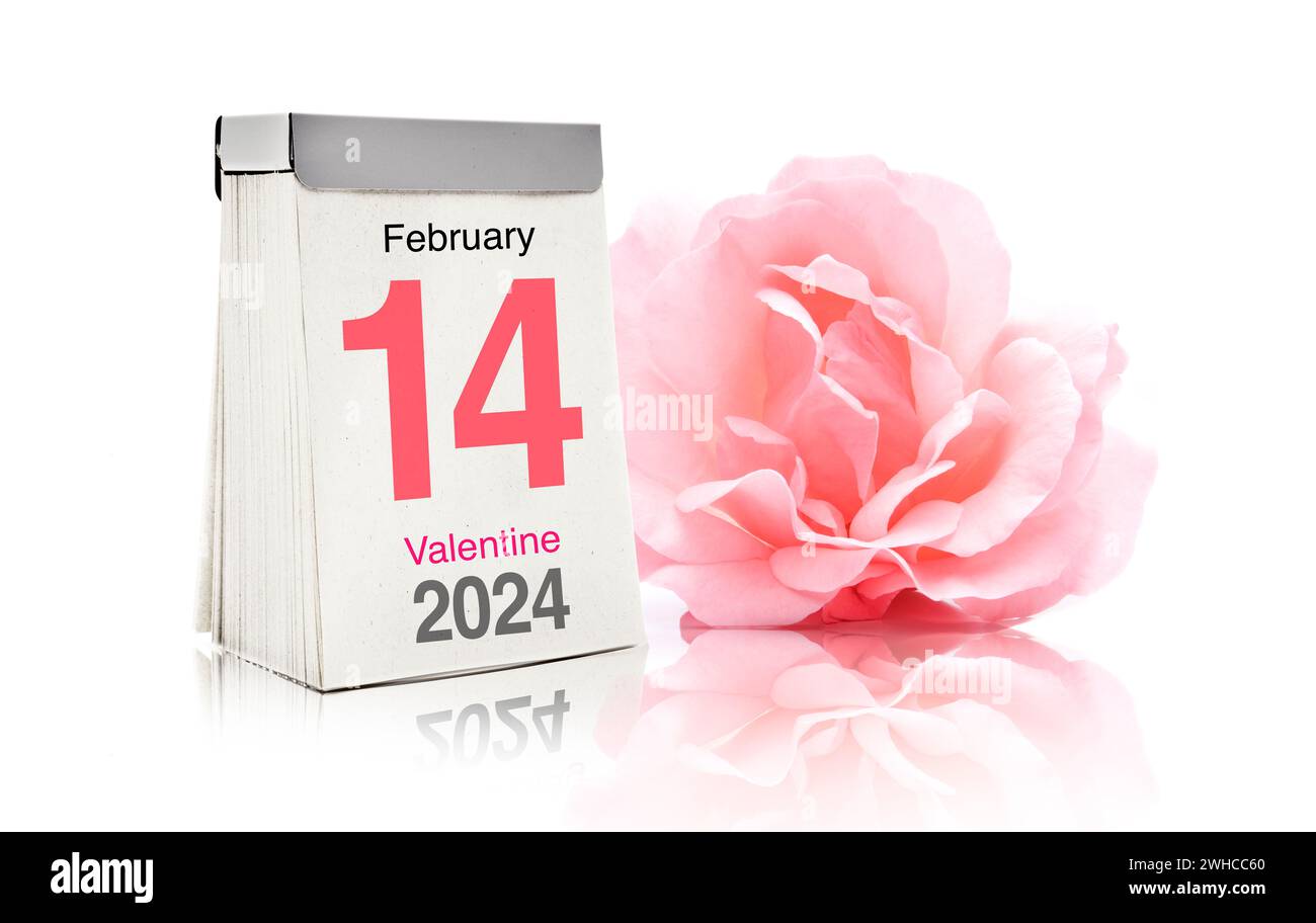 Saint-Valentin le 14 février 2024, calendrier Banque D'Images