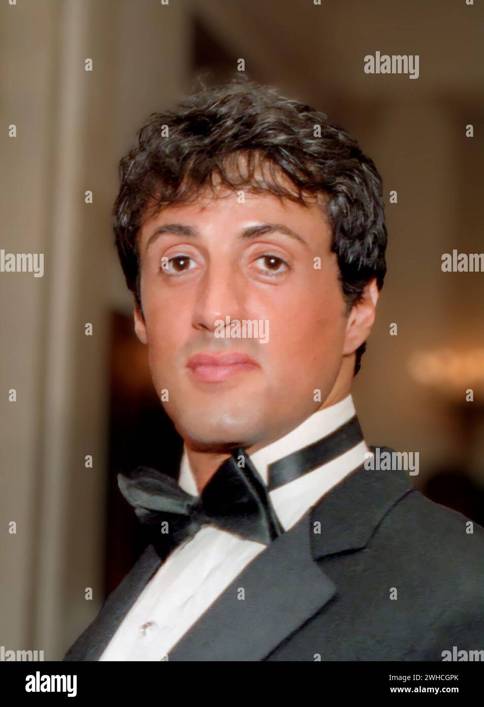 Sylvester Stallone. Portrait de l'acteur et réalisateur américain Sylvester Gardenzio Stallone (né en 1946) à la Maison Blanche en 1985 Banque D'Images