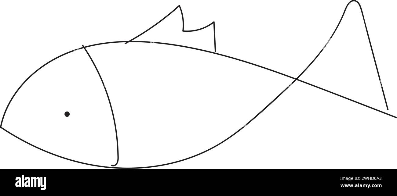 Vecteur d'esquisse d'enfant de poisson coloré isolé Illustration de Vecteur