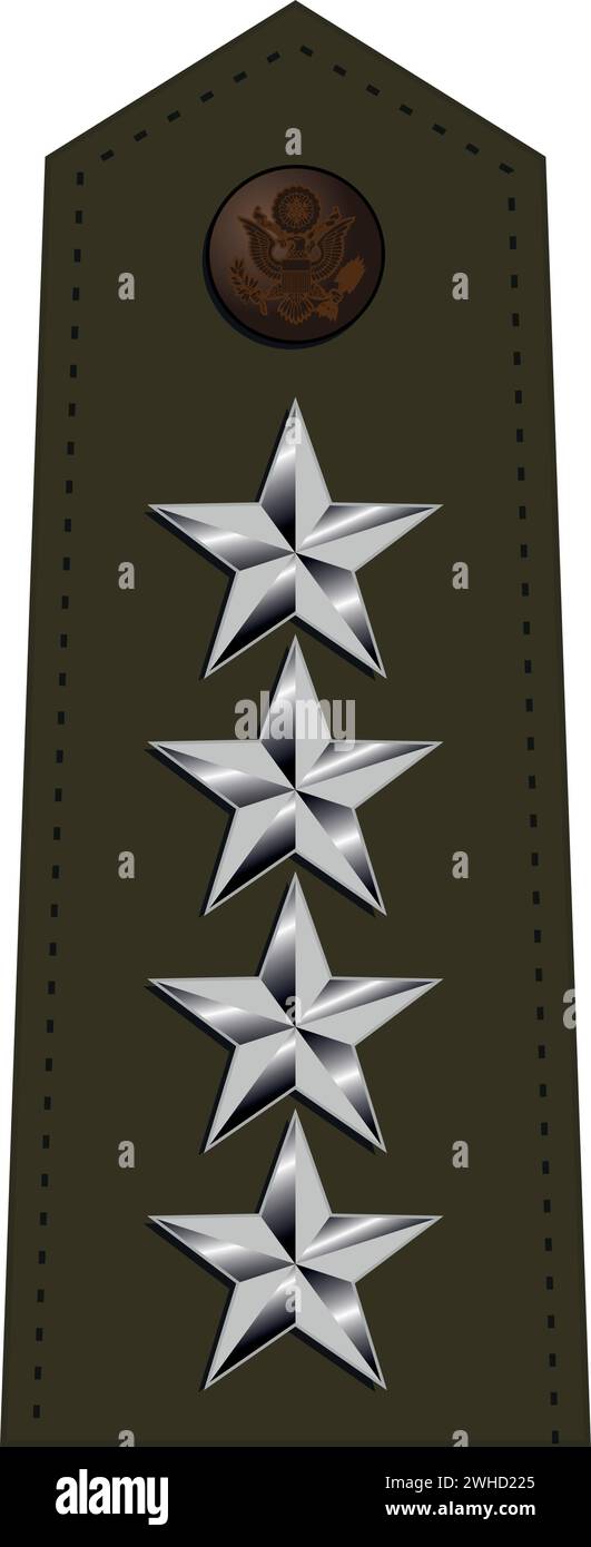 Bandoulière pour l'uniforme de service vert de l'armée des États-Unis officier GÉNÉRAL de l'armée Illustration de Vecteur