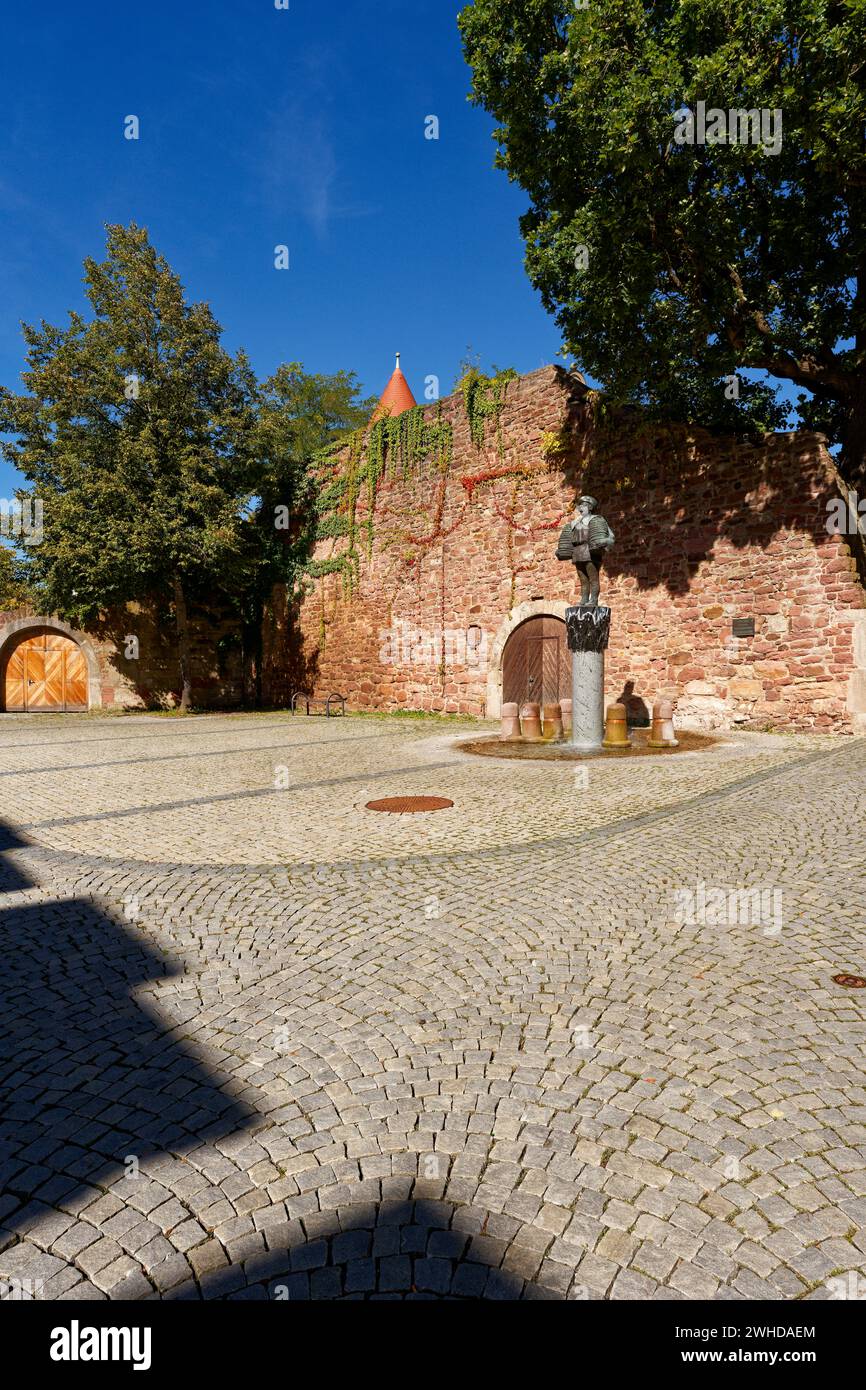 Vestiges de l'ancien mur de la ville aux bains publics de Bad Kissingen, basse-Franconie, Franconie, Bavière, Allemagne Banque D'Images