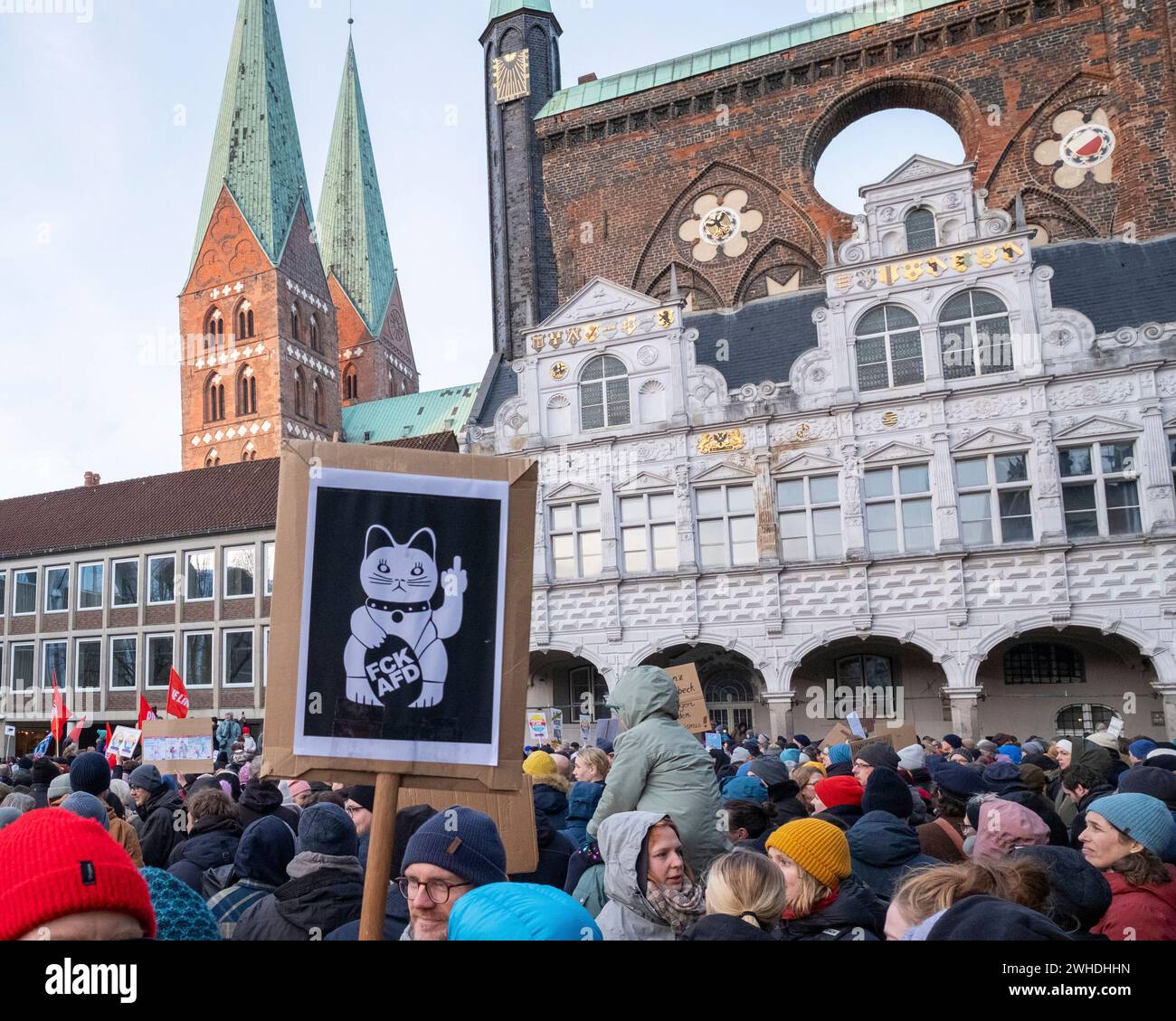 Manifestation contre la droite à Lübeck, Schleswig-Holstein, Allemagne Banque D'Images