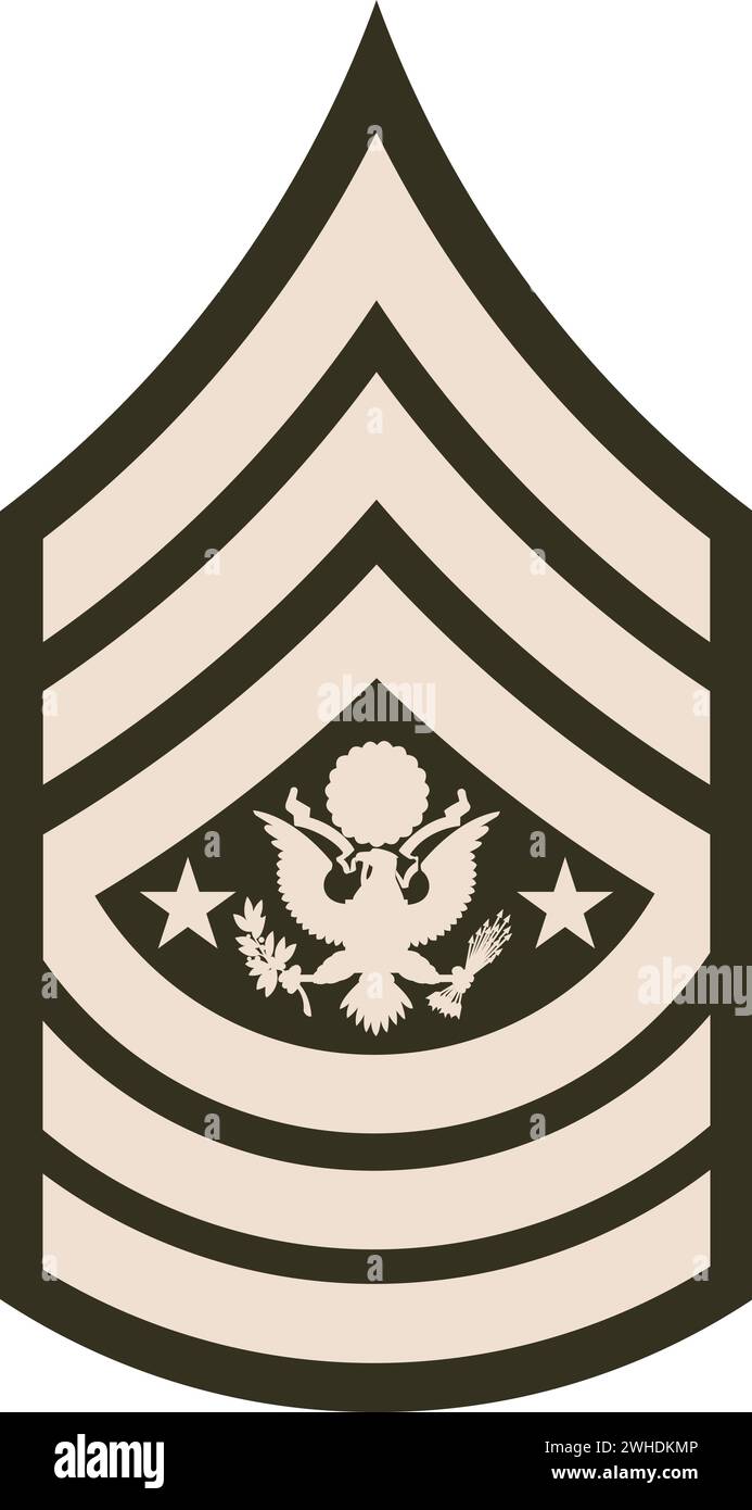 Bandoulière militaire enrôlé insigne de rang de l'armée américaine SERGENT-MAJOR DE L'ARMÉE Illustration de Vecteur