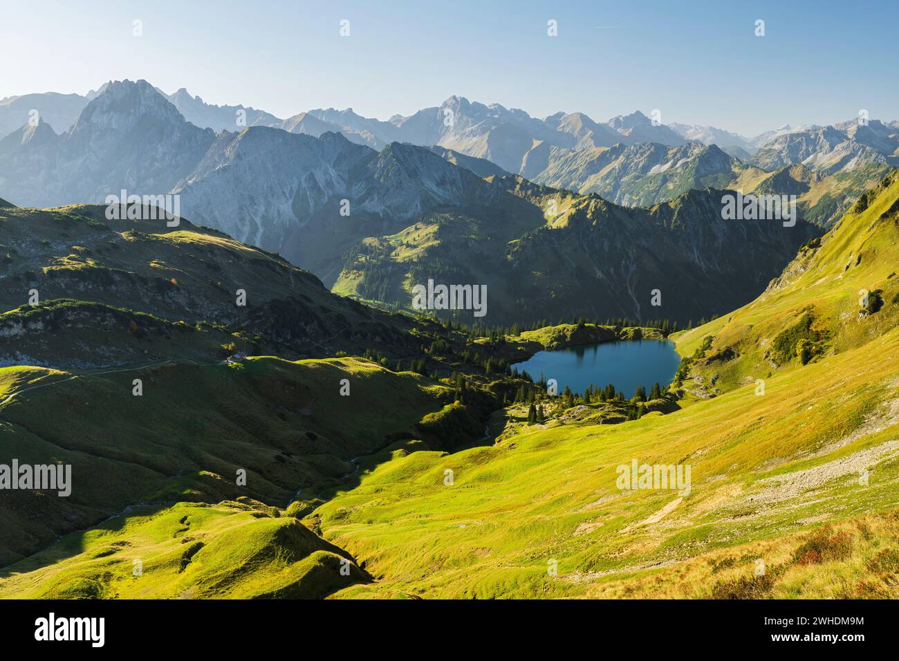 Seealpsee, Hintere Seealpe, Höfats, Allgäu Alpes, Allgäu, Bavière, Allemagne Banque D'Images