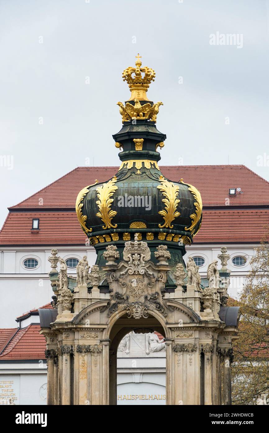 Dresde, Zwinger, Crown Gate Banque D'Images