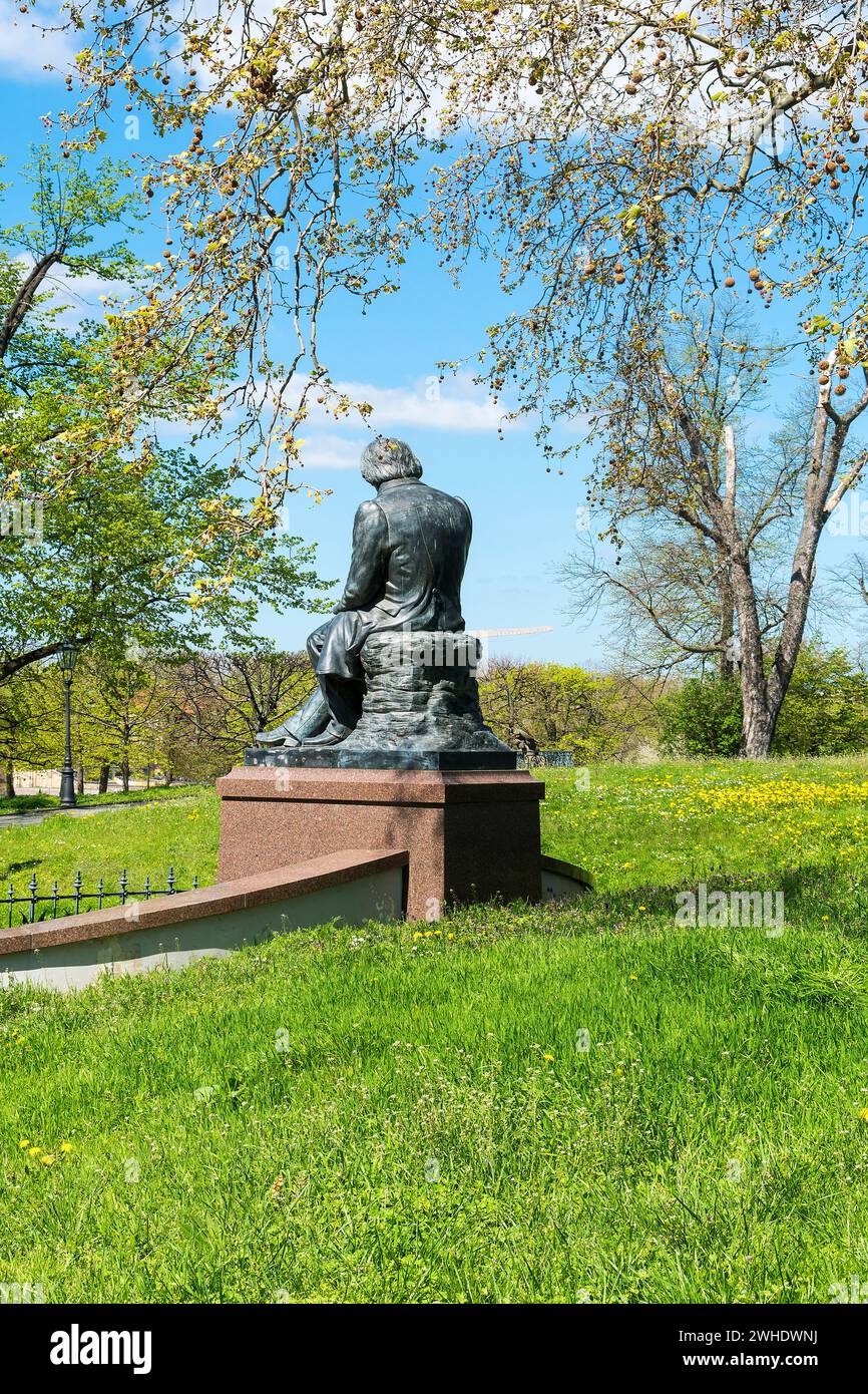 Dresde, Brühlscher Garten, monument Ludwig Richter, statue Banque D'Images