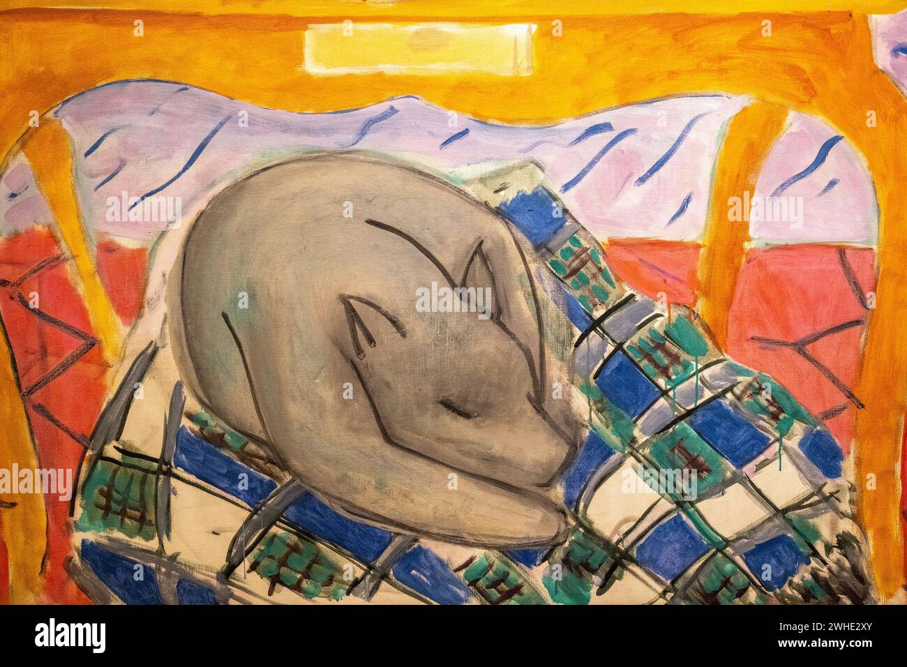 Une partie de l'huile sur toile peinte par Henri Matisse en 1934 « intérieur avec chien » au Musée d'Art de Baltimore Banque D'Images