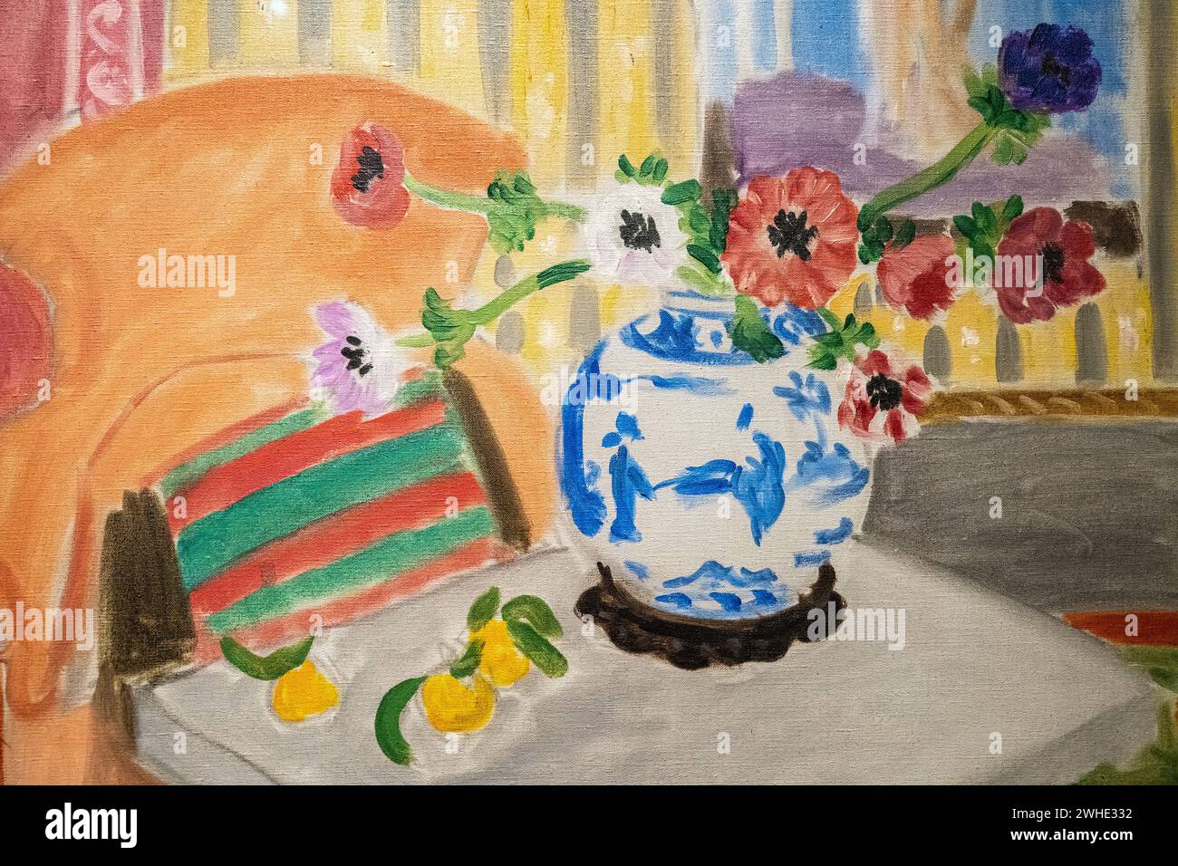 Une partie de la peinture à l'huile sur toile d'Henri Matisse de 1922 « anémones et vase chinois » au Musée d'Art de Baltimore Banque D'Images