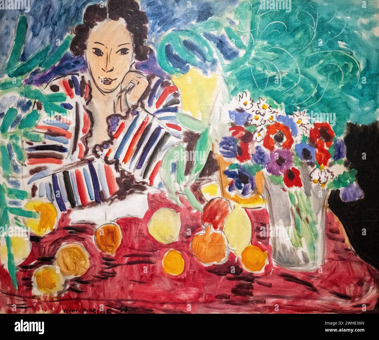 Henri Matisse 1940 peinture huile sur toile 'Robe rayée, fruits et anémones' au Musée d'Art de Baltimore Banque D'Images