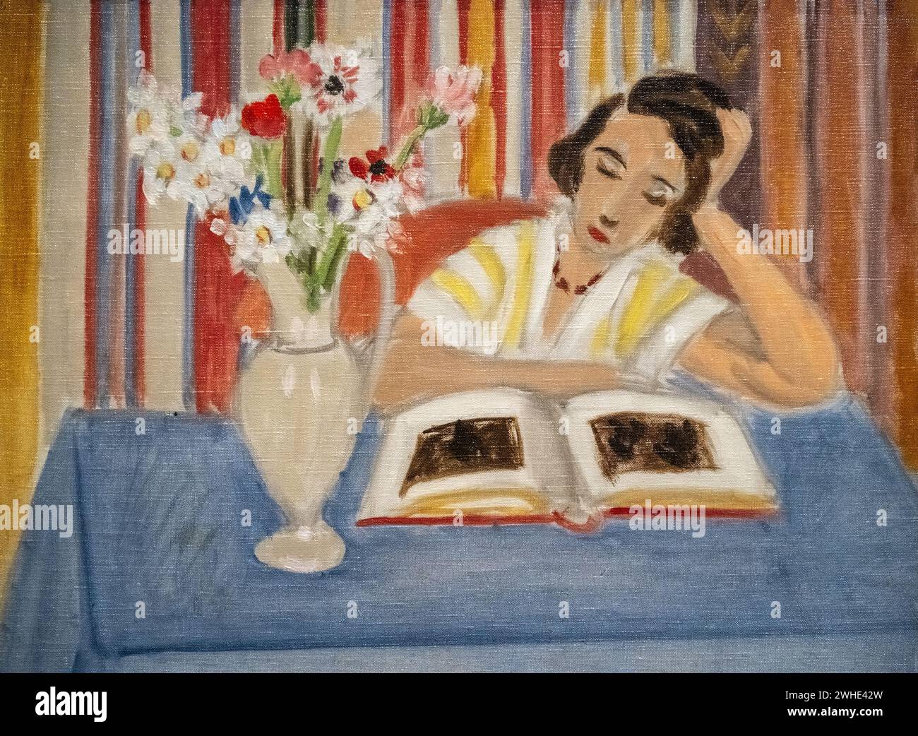 Henri Matisse 1922 peinture huile sur toile 'lecture fille, vase de fleurs' au Musée d'Art de Baltimore Banque D'Images