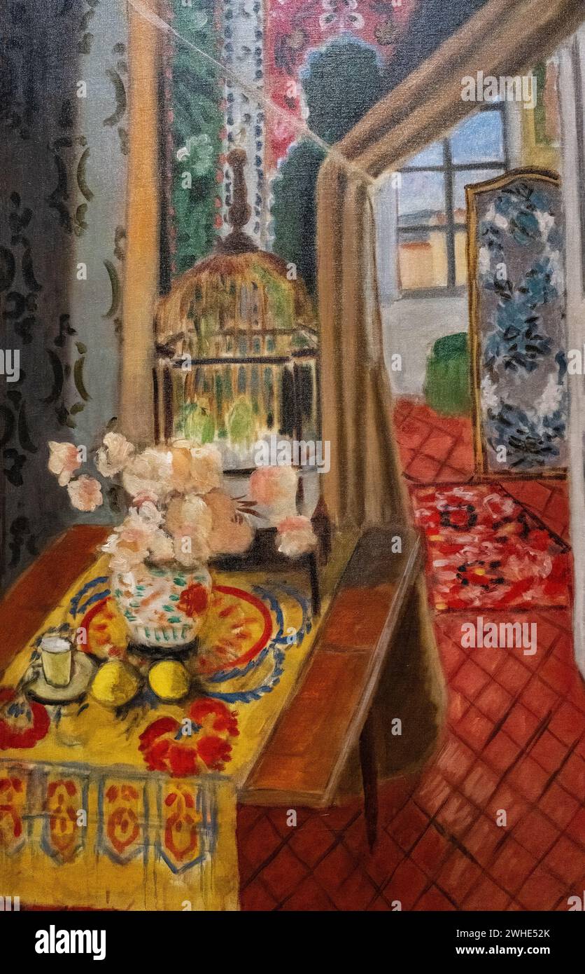 Henri Matisse 1924 huile sur toile 'intérieur, fleurs et perruches' au Musée d'Art de Baltimore Banque D'Images
