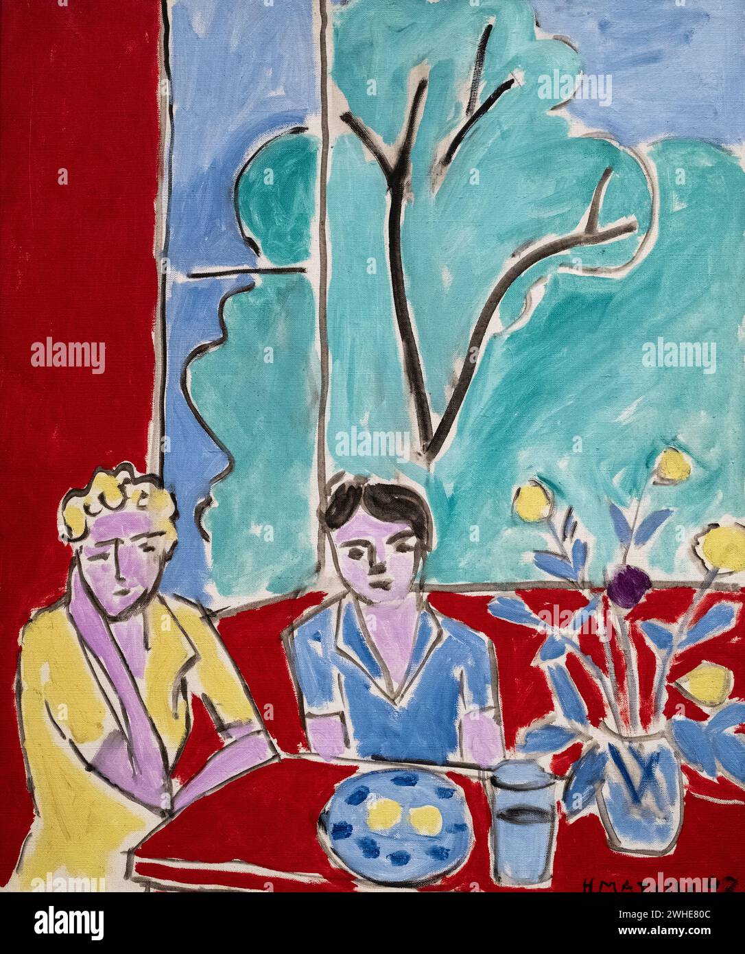 Henri Matisse 1947 huile sur toile 'deux filles, fond rouge et vert' au Musée d'Art de Baltimore Banque D'Images
