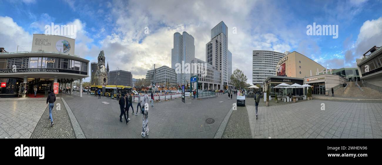 '24.11.2023, Allemagne, Berlin, Berlin - panorama de la ville avec Bikini Berlin, Kaiser-Wilhelm-Gedaechtniskirche, Upper West, Zoofenster et Zoopalast (à partir de Banque D'Images