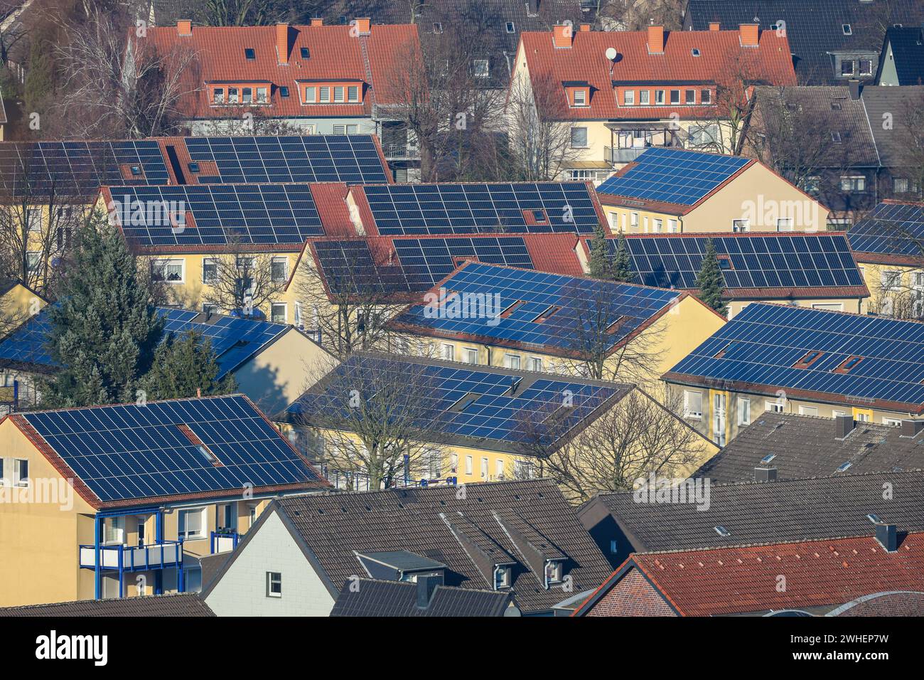 '23.01.2024, Allemagne, Rhénanie du Nord-Westphalie, Bottrop - logement solaire, immeubles avec toits solaires, innovation City Ruhr. 00X240123D01 Banque D'Images