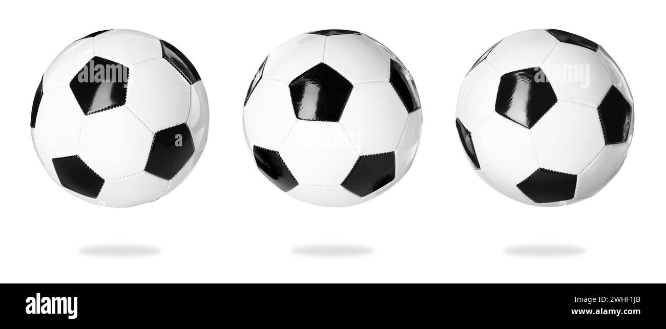 Ballon de football isolé sur blanc, différents côtés Banque D'Images