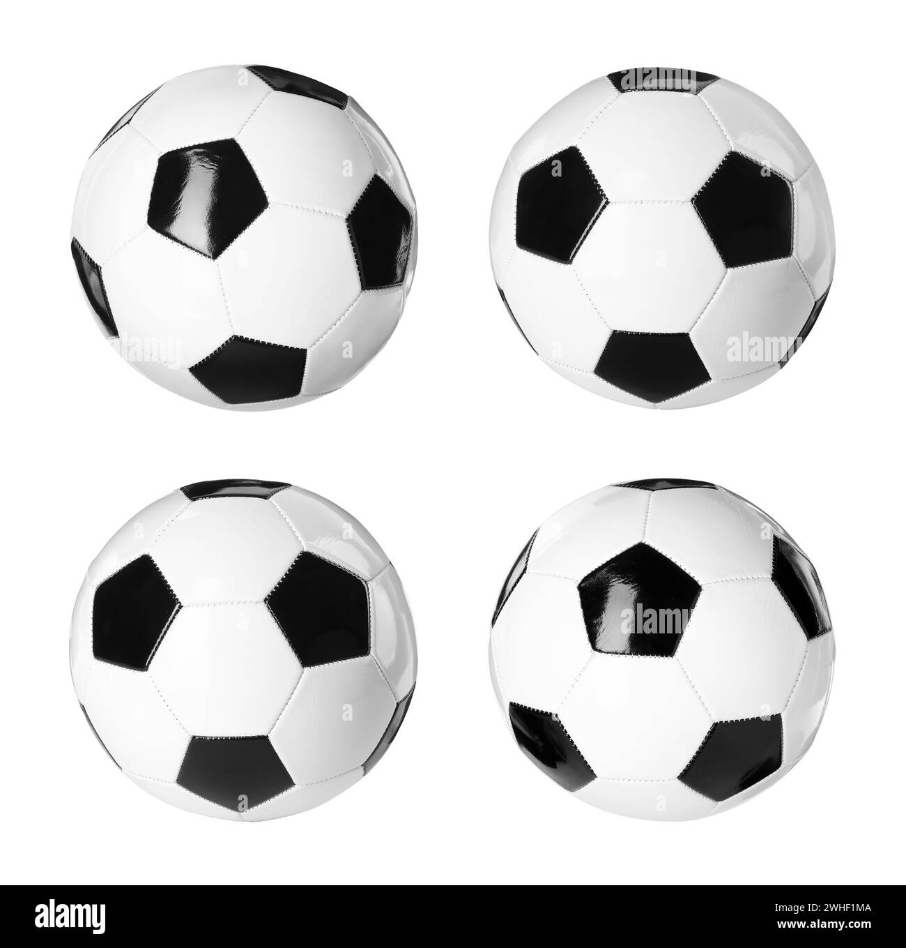 Ballon de football isolé sur blanc, différents côtés Banque D'Images