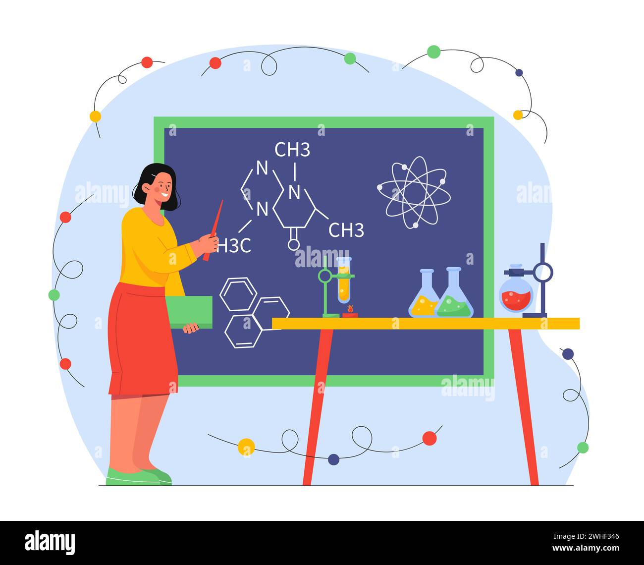 Professeur de chimie dans le vecteur de classe Illustration de Vecteur