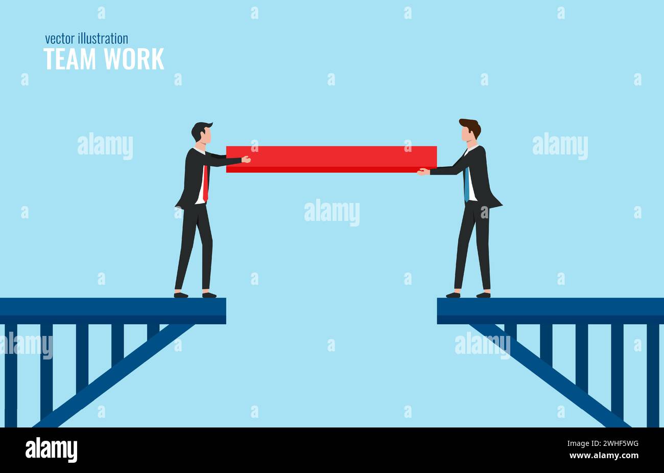Concept de travail d'équipe, hommes d'affaires reliant le pont avec l'illustration vectorielle de pièce manquante Illustration de Vecteur