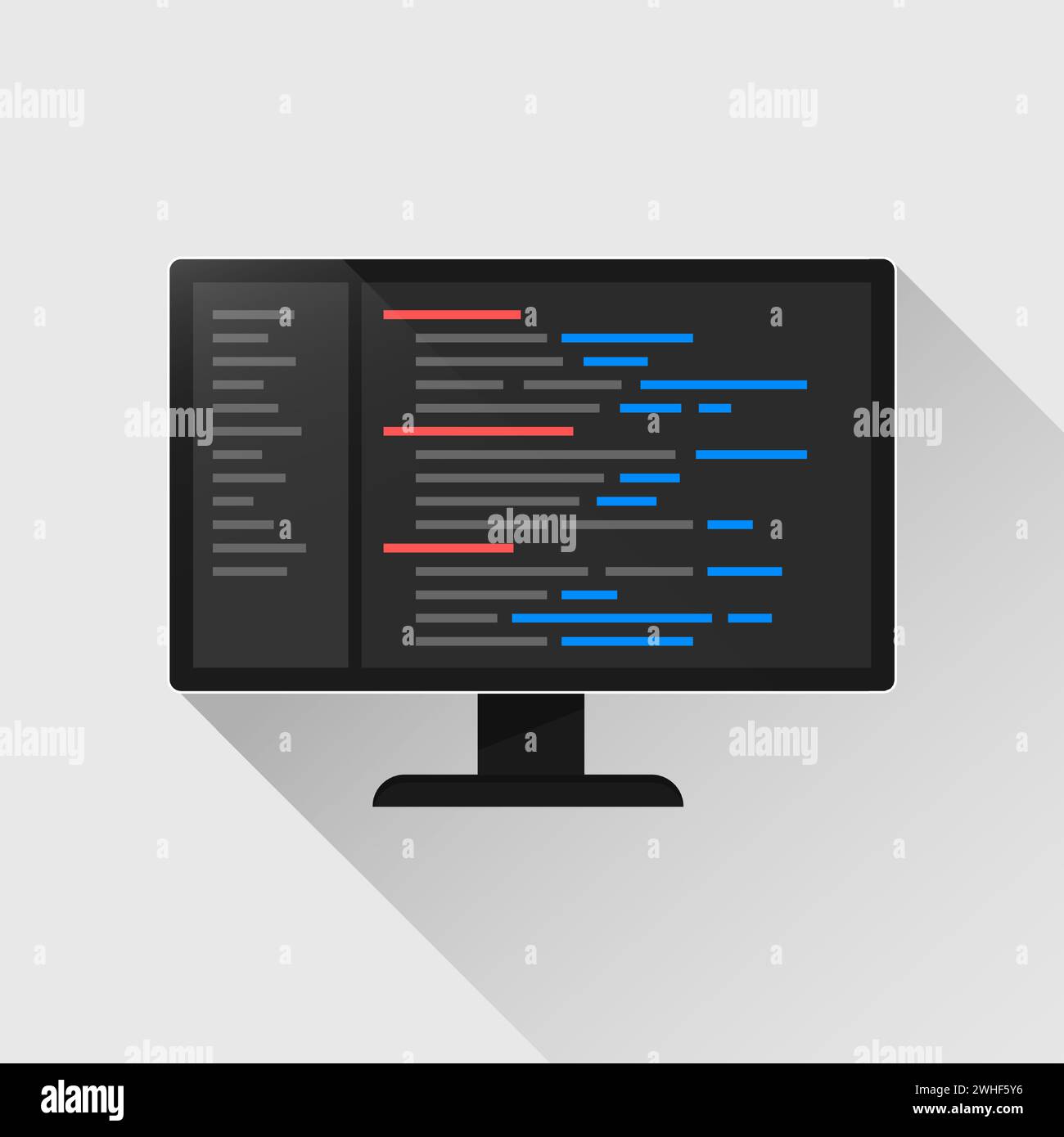 Programmation et codage sur écran d'ordinateur. Illustration vectorielle de code de programmation pour développeur de logiciels. Illustration de Vecteur