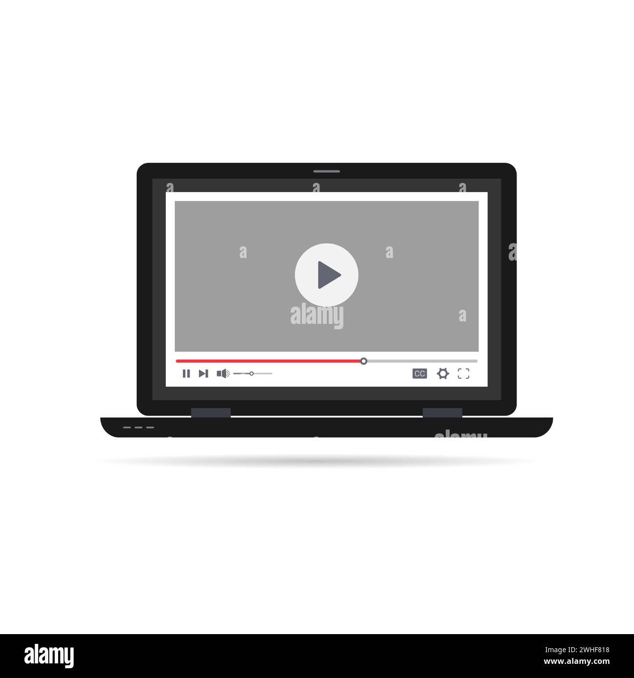Interface de lecteur vidéo sur l'écran de l'ordinateur portable, illustration vectorielle de conception de modèle de streaming vidéo Illustration de Vecteur
