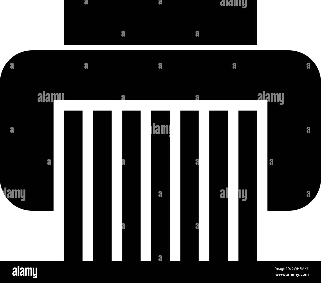 Destructeur de papier confidentiel broyeur de papier document outils de bureau icône couleur noire illustration vectorielle image style plat simple Illustration de Vecteur