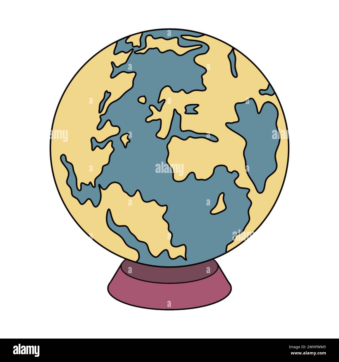 Globe illustration dessinée à la main sur un fond blanc gros plan Banque D'Images
