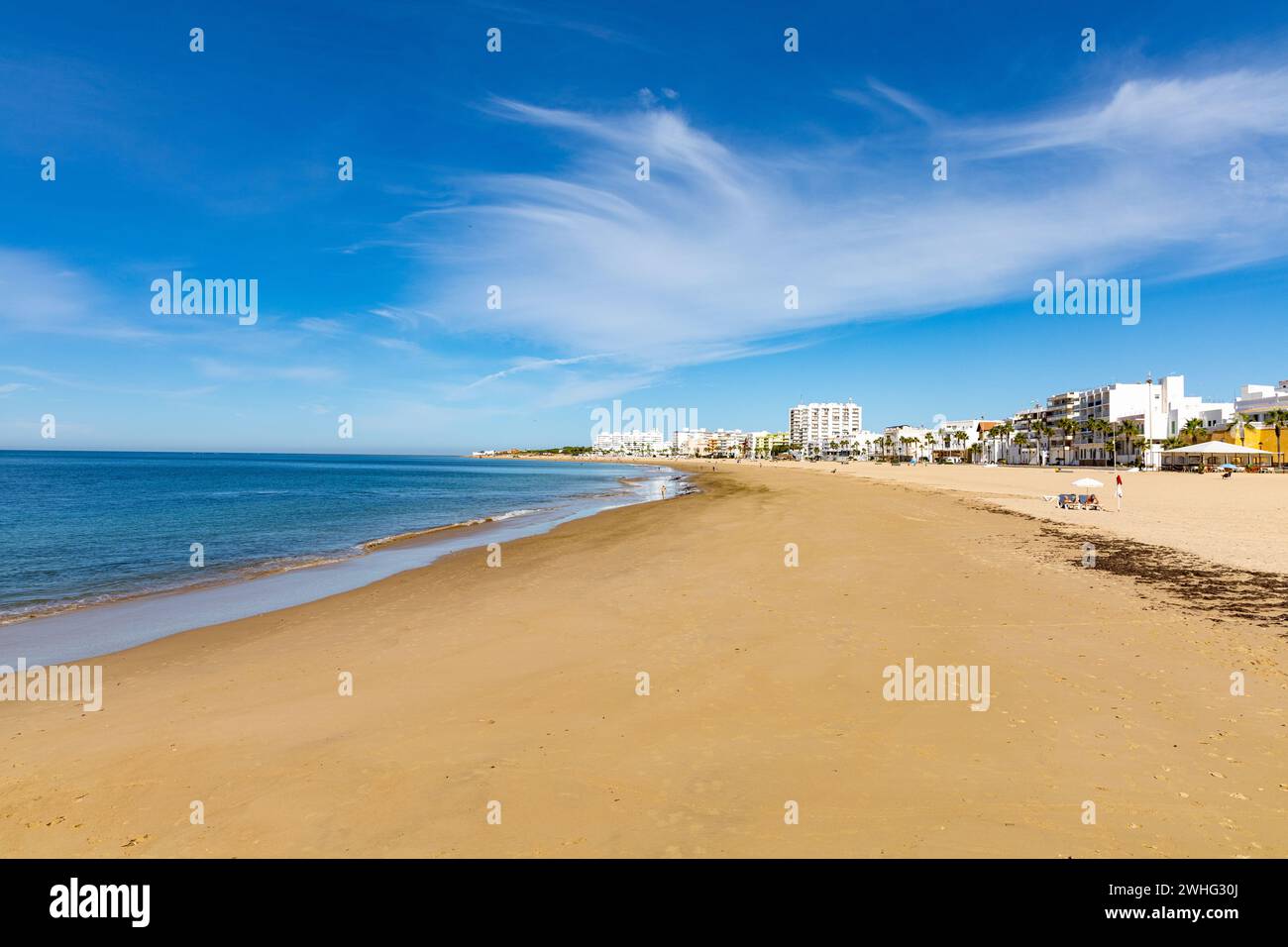 Vue sur la plage de costilla à Rota en Andalousie Banque D'Images