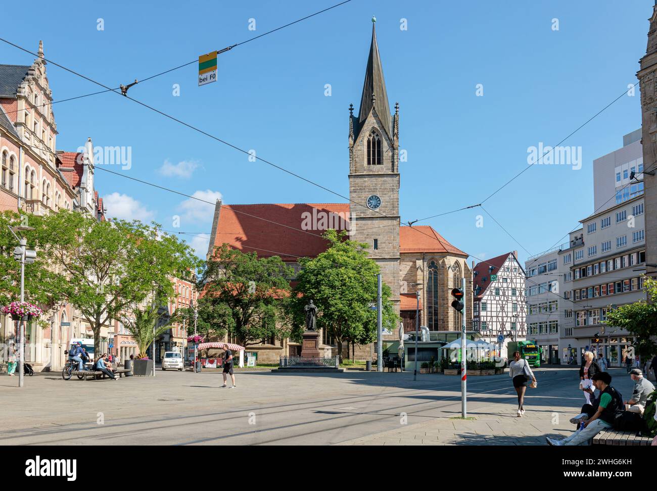 Église marchande, colère, principale rue commerçante, Erfurt, Thuringe Banque D'Images