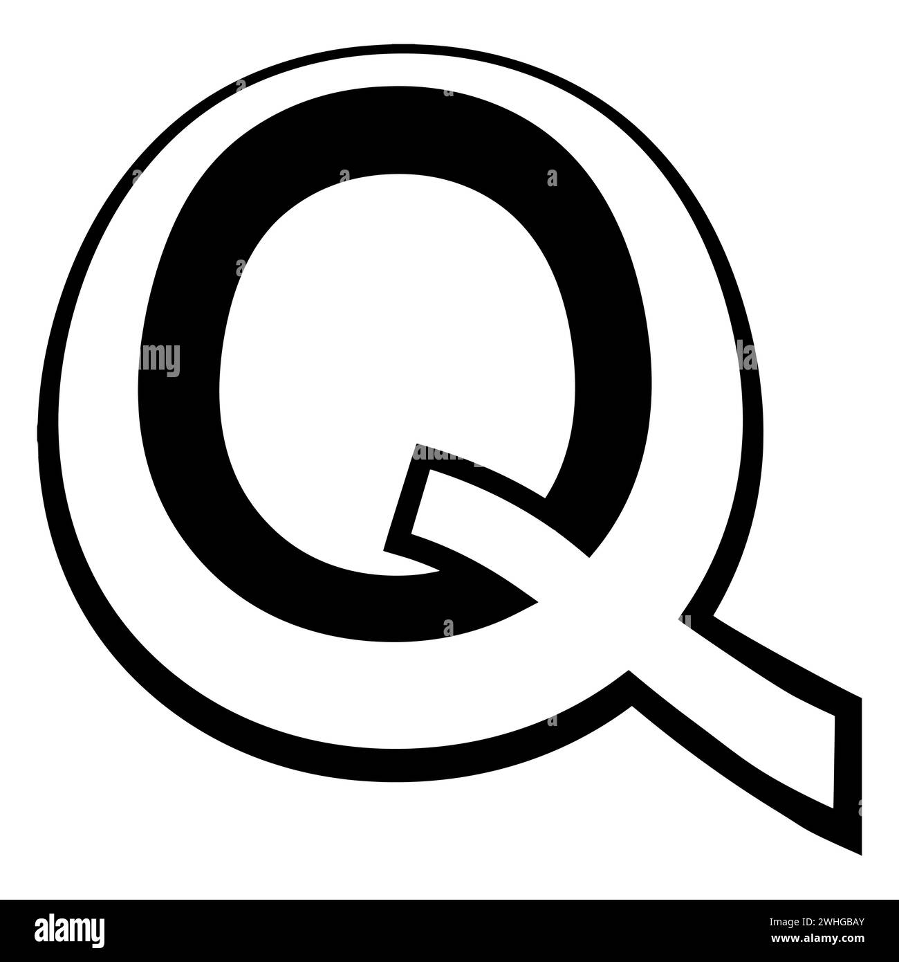 Lettre logo q, grande lettre de police mince q hauteur de perspective Illustration de Vecteur