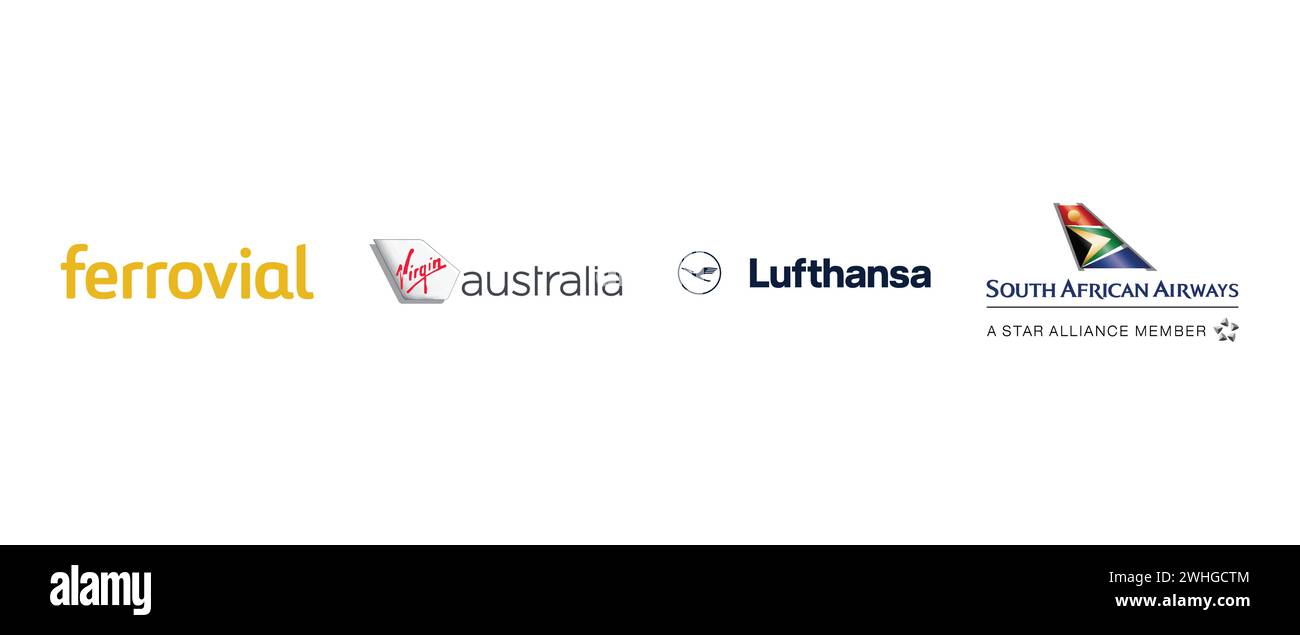 Lufthansa, South African Airways, Virgin Australia, Ferrovial. Illustration vectorielle, logo éditorial. Illustration de Vecteur