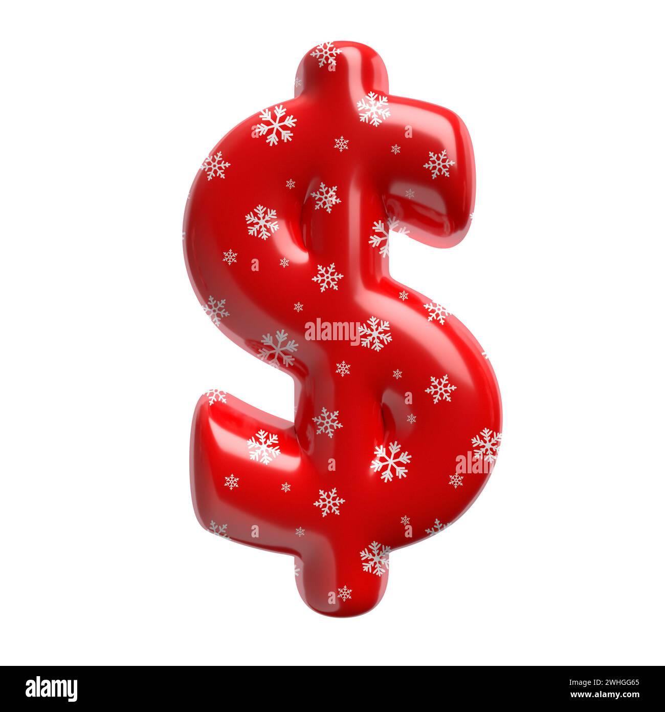 Signe de devise dollar flocon de neige - symbole de noël 3d Business - convient pour Noël, Père noël Banque D'Images