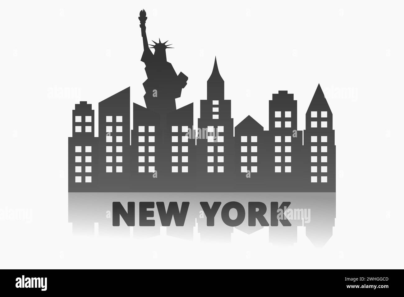 Silhouette de l'illustration vectorielle de la skyline de la ville de New York Illustration de Vecteur