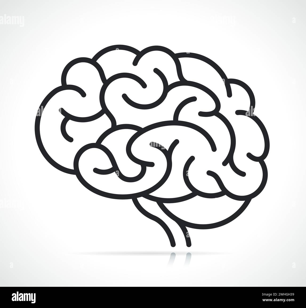 Illustration de l'icône de ligne noire du cerveau humain Illustration de Vecteur