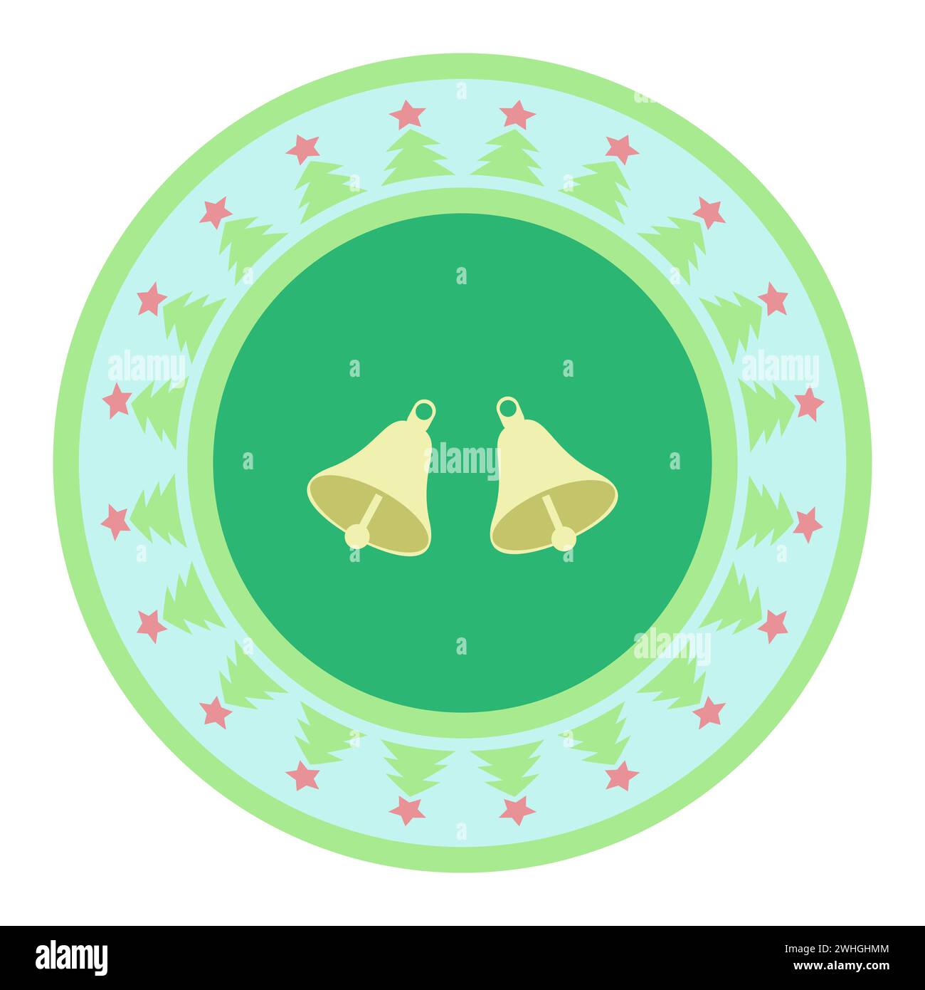 Illustration colorée vectorielle avec l'icône cloches sur fond blanc. Illustration de Vecteur