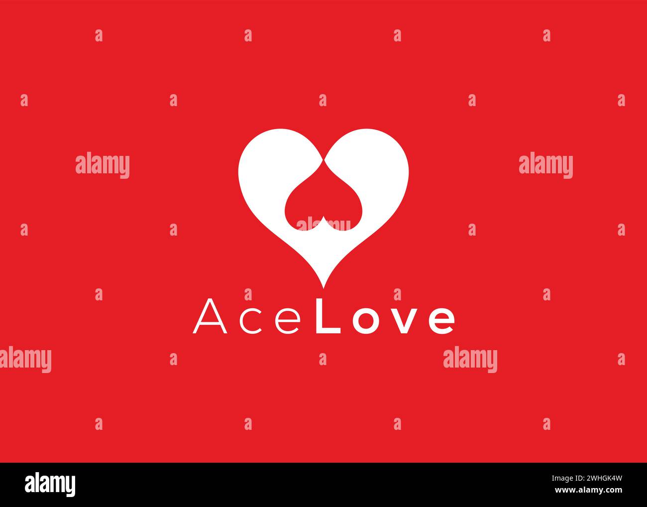 Modèle vectoriel de conception de logo minimaliste Ace Love. Logo créatif en forme d'as en forme de coeur rouge Illustration de Vecteur