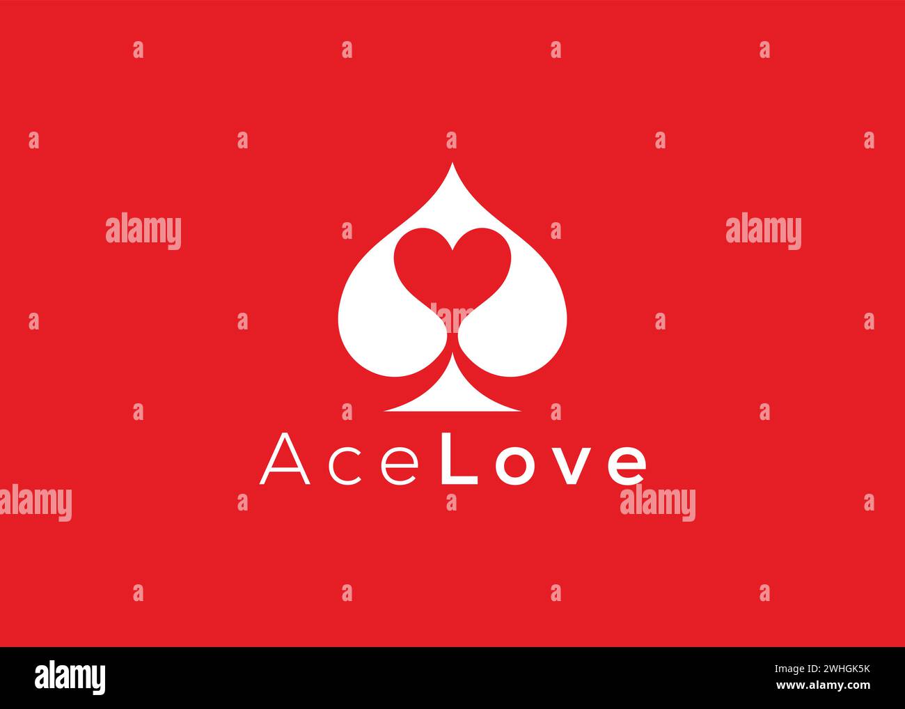 Modèle vectoriel de conception de logo minimaliste Ace Love. Logo créatif en forme d'as en forme de coeur rouge Illustration de Vecteur