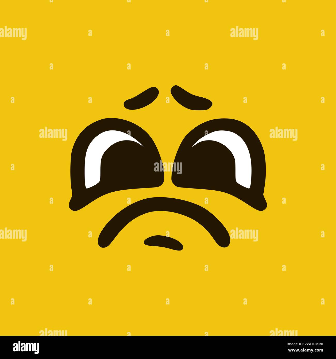 Triste visage. Expressions de visage de dessin animé. Illustration de la bouche et des yeux des personnages Doodle. Banque D'Images