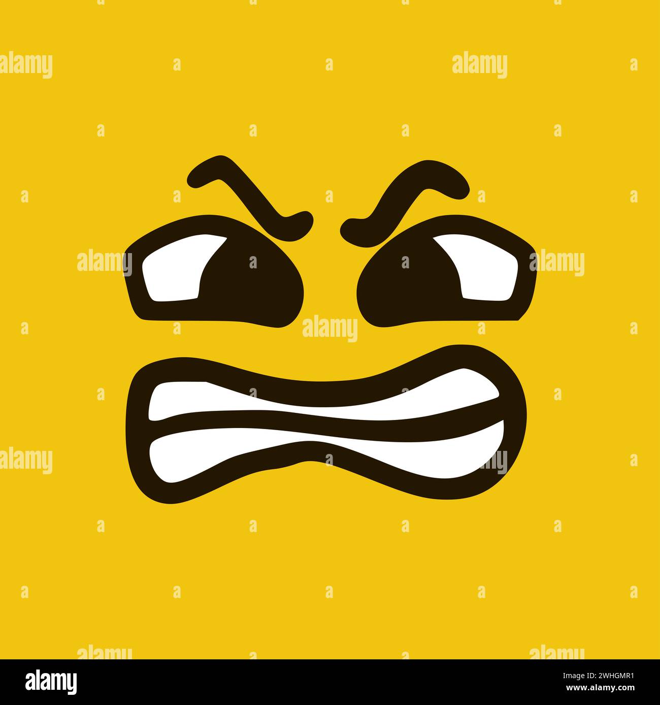 Face en colère. Expressions de visage de dessin animé. Illustration de la bouche et des yeux des personnages Doodle. Banque D'Images